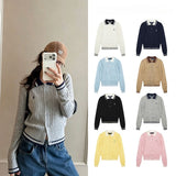 Rl ralph pony polo collar preppy stylecardiganfall and wintertopsknittingfall and wintercouplecasual woolen sweater