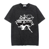 Hip-hop t shirts american retro washed and distressed loosecasual short-sleeved t-shirt half-sleeved trendy tee