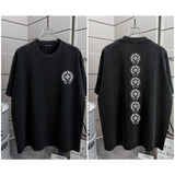 Ch hip-hop t shirts ch short-sleeved sanskrit printingloosecasualpure cottonheavy weightlong sleevest-shirt