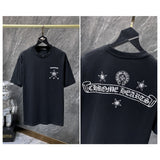 Ch hip-hop t shirts high streetch horse hoof sanskrit scroll rivets five-pointed star short-sleeved american trendyeasiest for matchcouple