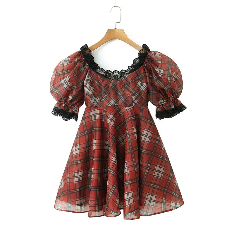 Women Dresses Summer Lace Organza Dress (Xds0414)