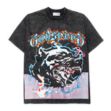 Hip-hop t-shirts - american high street wolf head print tee - vintage washed, distressed, relaxed fit short sleeve summer top