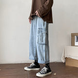 Men Jeans Cargo Jeans Men's Straight Loose Wide Leg Pants Retro Trousers