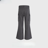 MIJKO Mens Vintage Pants MIJKO Multi-Pocket Trousers Pleated Zipper Flared Wide Feet High Street Casual Pants