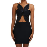 Women's Evening Dress Sexy Cutout Midriff Outfit Hip Skirt Bandage Dress