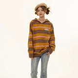 Unisex Sweater Autumn Striped Hooded Stitching Sweater