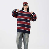 Unisex Sweater Fall Color-Blocking Striped Sweater