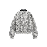 Unisex Jacket Vintage Floral Polo Collar Jacket Baggy Coat