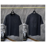 Ch hip-hop t shirts high street ch horseshoe sanskrit cross hollow embroidered craftsmanship short-sleeved american casualloose