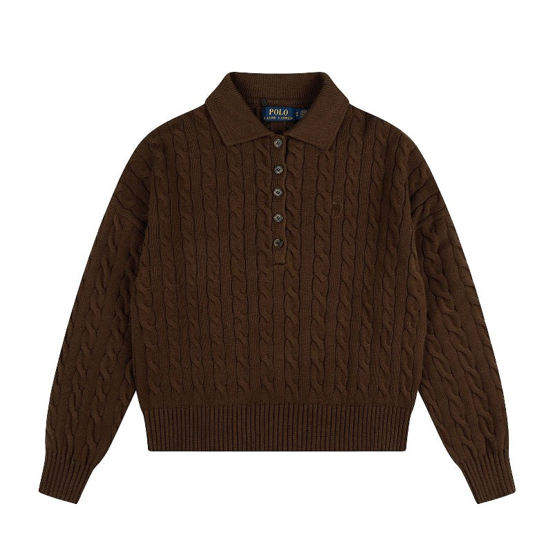 Rl ralph pony wool sweatersweatertopsknittingfall and winterpolo collarcasualpullover macaron couple