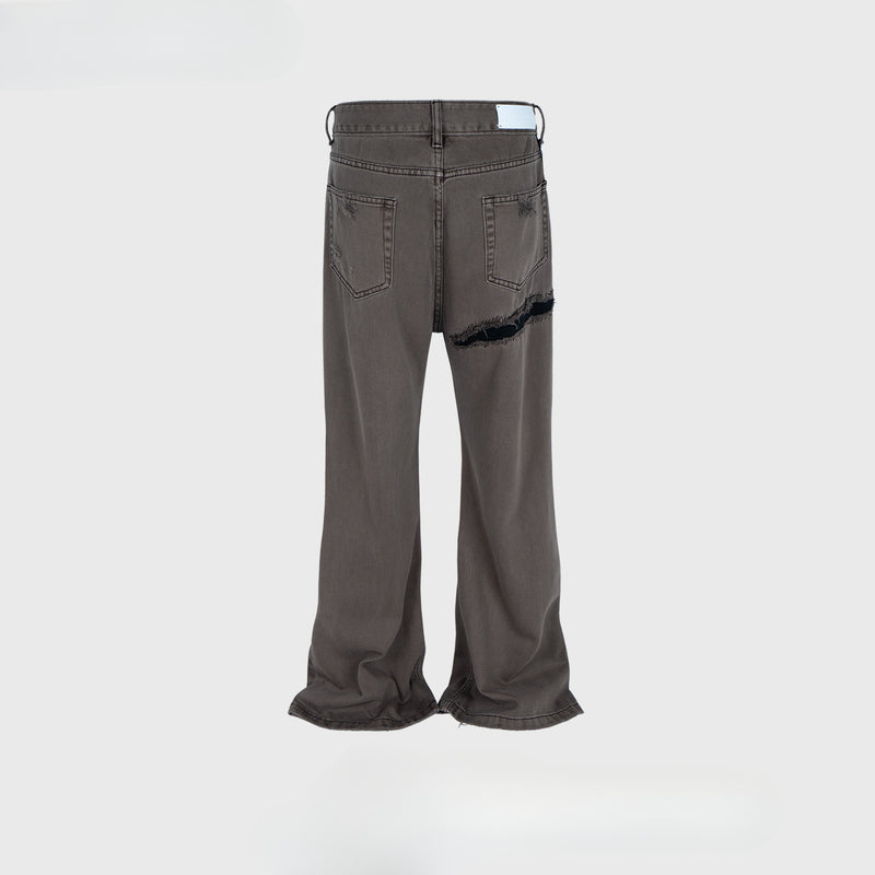 MIJKO Men's Vintage Pants MIJKO Spliced trousers Men's and women's slightly wide-footed jeans