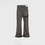 MIJKO Men's Vintage Pants MIJKO Spliced trousers Men's and women's slightly wide-footed jeans
