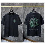 Ch hip-hop t shirts chcouple graffiti sanskrit worn horseshoe embroiderpure cotton american heavy weight short-sleeved high street easiest for match