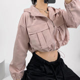 Women Jacket Fall Casual Short Coat Loose Hooded Sports Jacket Top