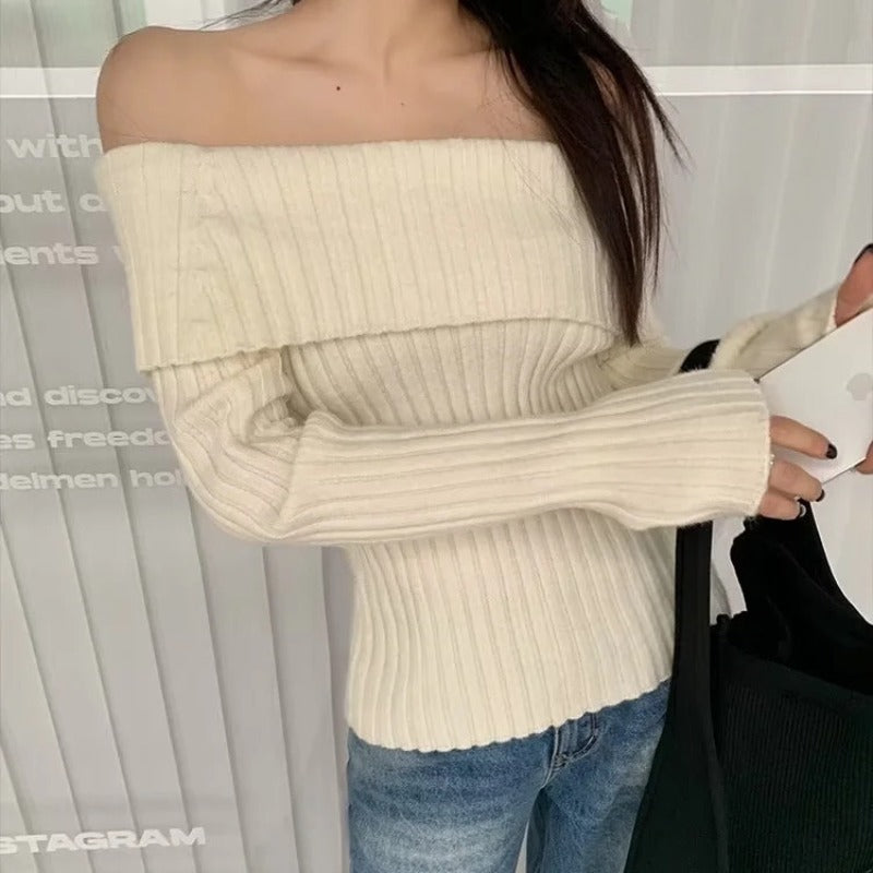 Women Sweater Knitwear Lapel Long-Sleeved Sweater Women's Fall/Winter Slim Sweater
