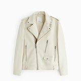 Men Motorcycle Jacket Autumn and Winter Imitation Leather Motorcycle Oblique Zipper Jacket Coat Leather Coat 3427/303