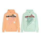 Sp5der Hoodie Cobweb Puff Print Pure Cotton