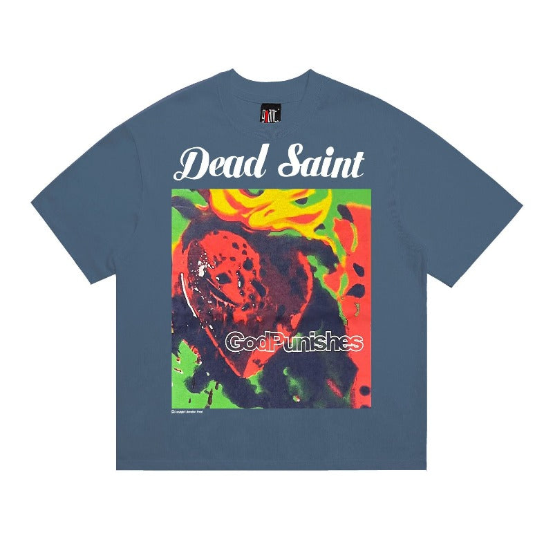 saint m t shirts s.m oil painting print crew neck pullover short sleeve top
