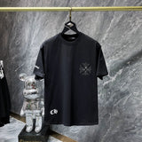 Ch hip-hop t shirts ch classic hot diamond large horseshoe cross flower sanskrit short sleeve loosecasualpure cotton american heavy weight