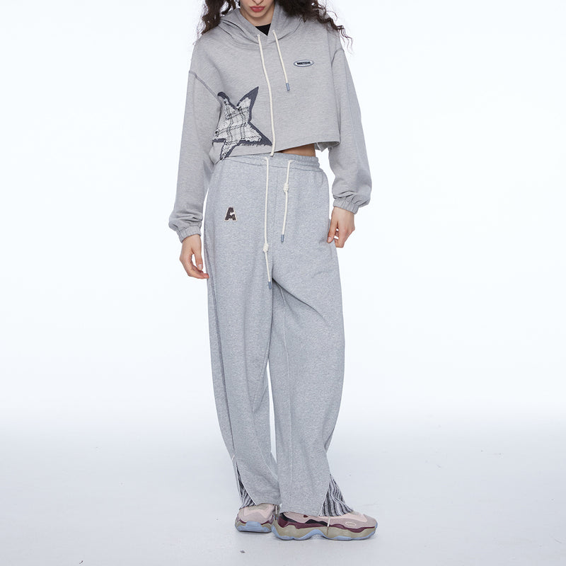 Unisex Pant Autumn Stitching Slit Casual Pants