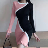 Women Maxi Dress Spring and Autumn Hip Knitwear Dress
