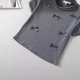 Women Tops Summer Bow Short Sleeve T-shirt