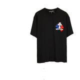 Ch hip-hop t-shirts: ch color dopamine cross towel embroidery short sleeve distressed crew neck tee - high street style