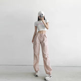 Women Sweatpants Retro Straight Cargo Pants Loose Casual Pants