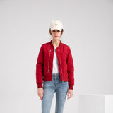 Women's Trench Coat Spring and Autumn Bomber Jacket Women's Zipper Decorations Rib-Knit Cuff Quilted Women's Jacket