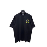 Ch hip-hop t shirts high street ch short sleeve sanskrit color embroidery loosecasualpure cotton american heavy weight short sleeve