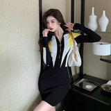 Women Maxi Dress Autumn and Winter Turtleneck Zipper Slim Fit Hip Knitwear Dress