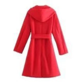 Women Woolen Coat Autumn Loose Hooded Woolen Coat Coat