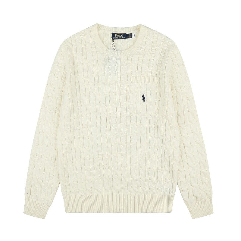 Rl small malaf casualtopswoolflap pocket pantsembroiderpullover round neck knitting shirt couplesweatshirtsweater