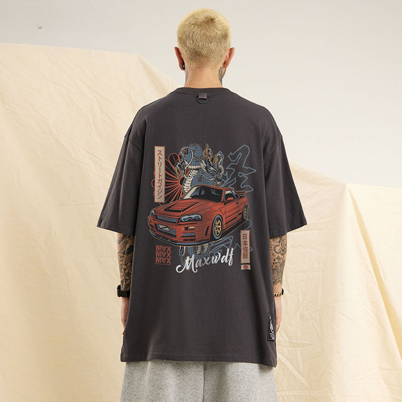Men T Shirt Vintage Racing Half Sleeve T-shirt