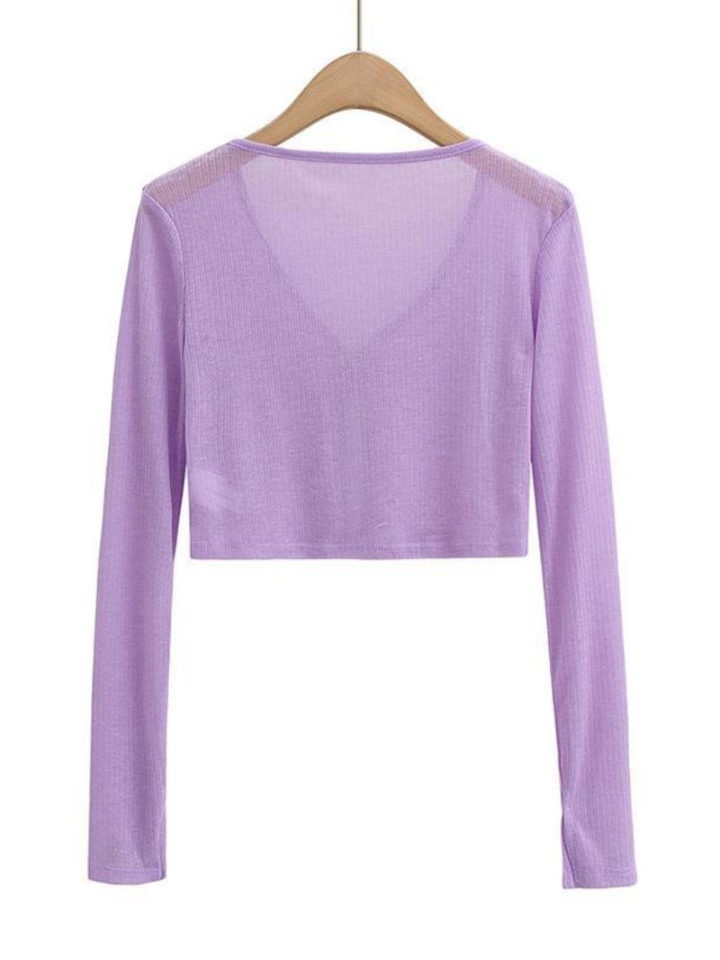 Women Sweater Knitwear Summer Fork Sun Protection Knit Cardigan V-neck Top