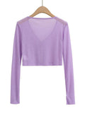 Women Sweater Knitwear Summer Fork Sun Protection Knit Cardigan V-neck Top
