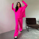 Ladies Leisure Knitwear Polo Collar Sweater Suit Casual Knitted Two-Piece