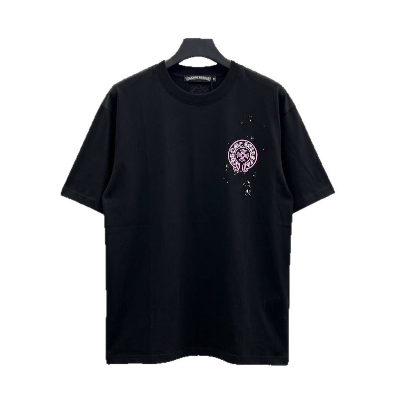 Ch hip-hop t shirts american ch short-sleeved hand-painted cross printingloosecasualpure cotton american heavy weight