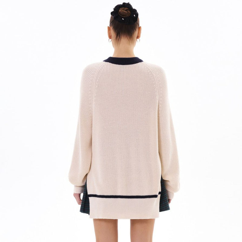 Women Knitted Sweater Spring and Autumn Loose Side Slit Sweater Sweater Coat for Women