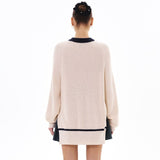 Women Knitted Sweater Spring and Autumn Loose Side Slit Sweater Sweater Coat for Women