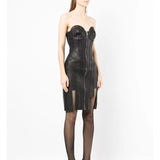 Women's Evening Dress PU Leather Dress Tight Dress