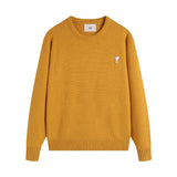 Ami araunriffall and winter couplelong sleevesheart jacquardtopswool sweater round neck knitting shirt