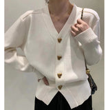 Women Knitted Cardigan Sweater Spring and Autumn V-neck Long Sleeve Top