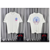 Ch hip-hop t shirts heavy industry high street ch short sleeve purple gradient big sword sanskrit cross logo loosecasual