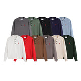 Ami araunrif wool knitting shirt sweater polo long sleeves classic small heart embroidertopseasiest for match