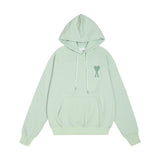 Amiaheoine macaron color heartembroider couple hooded hoodie loosefall and wintersweatshirt