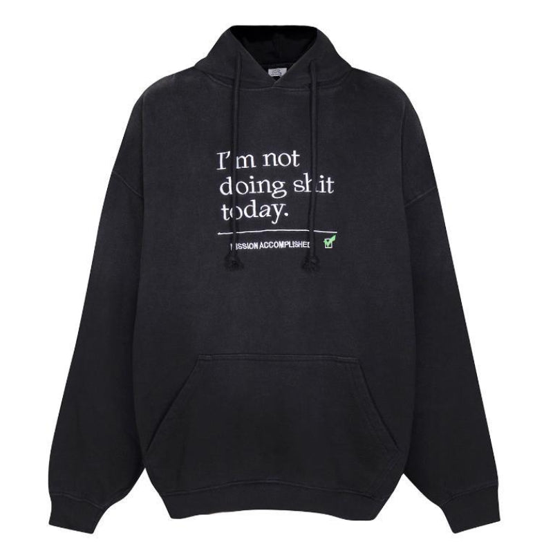 Vetements Hoodie Autumn VTM Washed Shabby round Neck Sweater Distressed Hooded Sweater