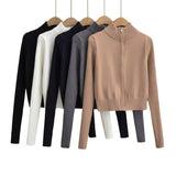 Women Sweater Knitwear Turtleneck Zipper Knitted Cardigan Coat Sweater