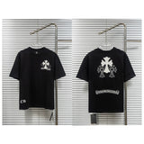 Ch hip-hop t shirts ch short-sleeved sanskrit cross patch leather label loosecasualpure cotton american heavy weight