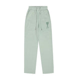 Ami aheoine heart embroidery macaron casual sweatpants - straight leg, drawstring elastic waist